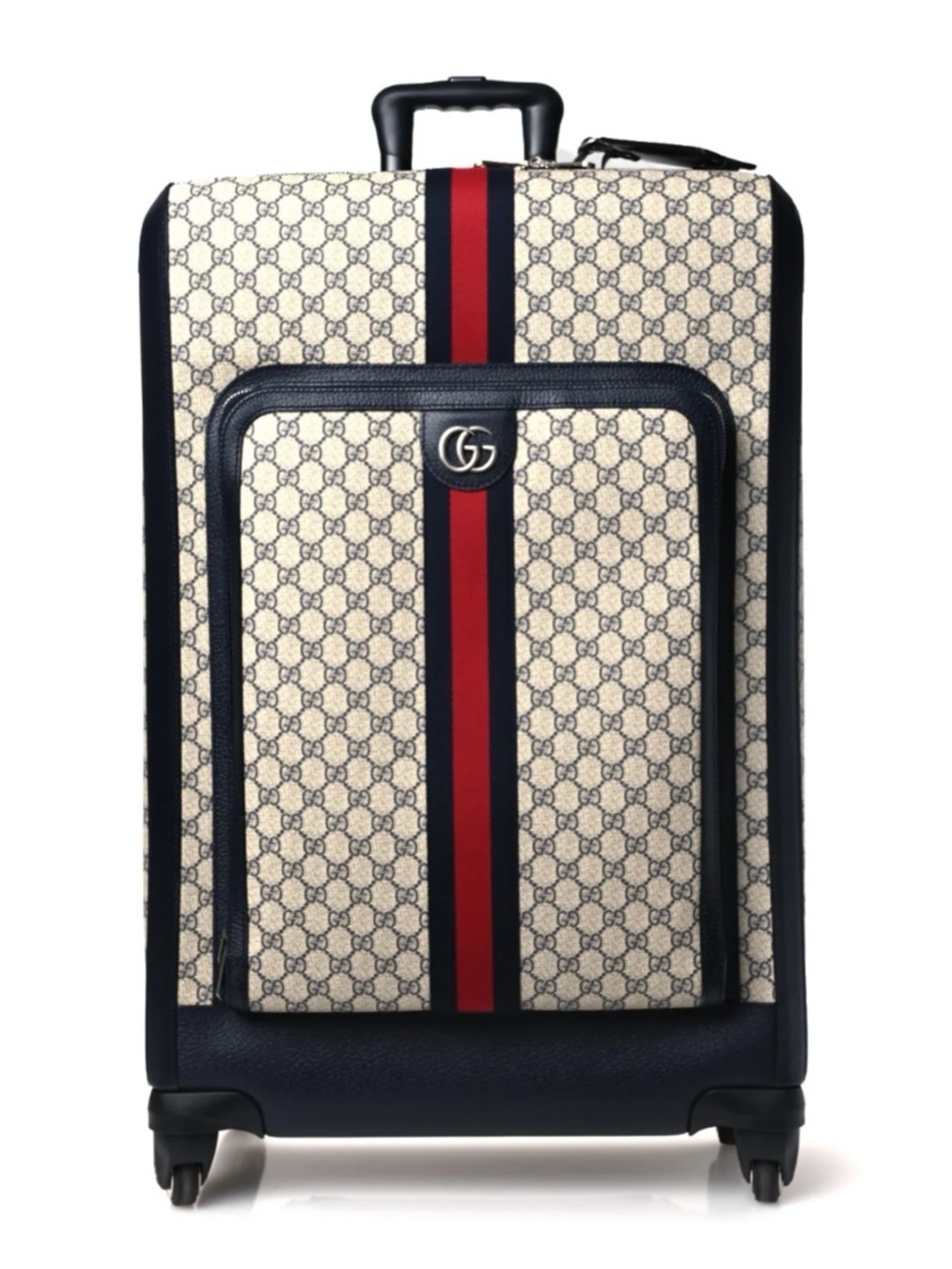 Gucci Savoy, GG Supreme suitcase, iconic blue/red web stripe made in Italy